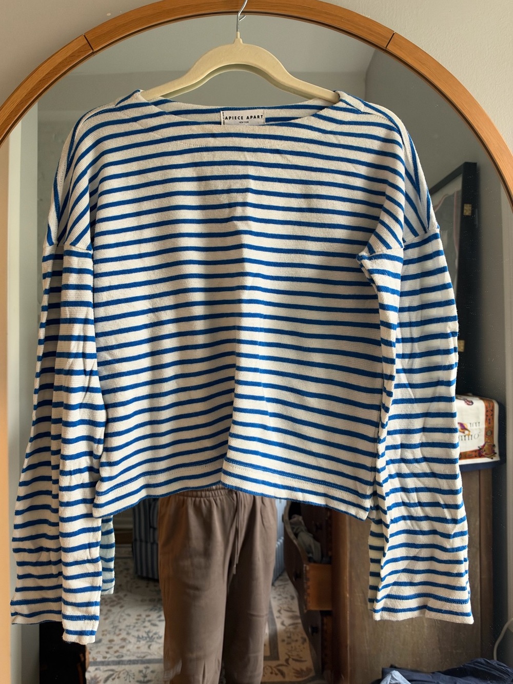 Apiece Apart Blue & White Striped Long-Sleeve Top
